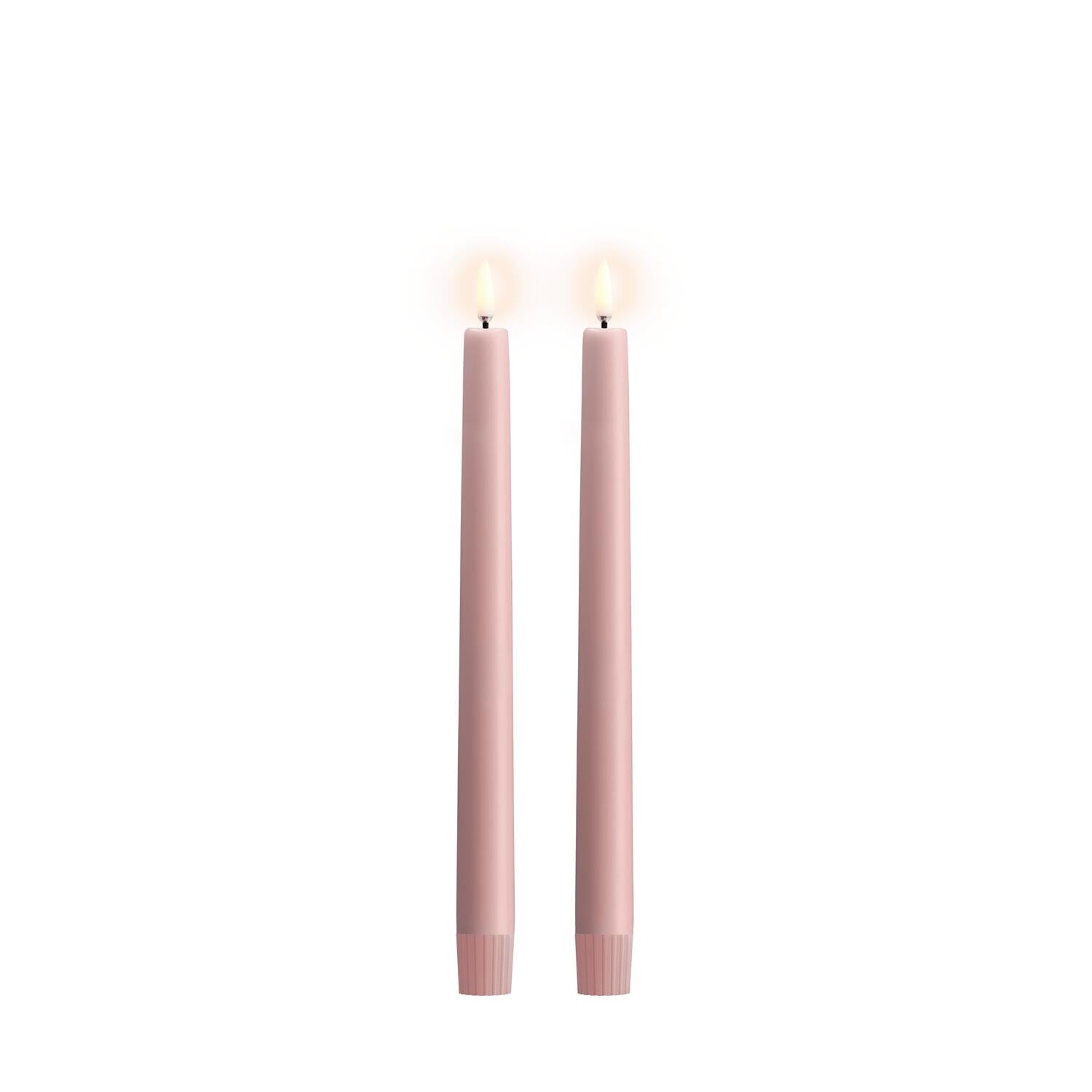 LED kronelys, Rose Powder Smooth - 2 stk